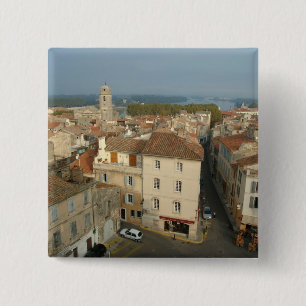 Badge Carré 5 Cm France, Arles, Provence, vue sur la ville depuis