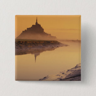 Badge Carré 5 Cm FRANCE, Normandie Mont St Michel. Lumière du matin