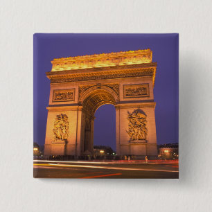 Badge Carré 5 Cm France, Paris, Arc de Triomphe au crépuscule.