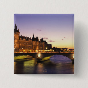 Badge Carré 5 Cm France, Paris, la Seine et la Conciergerie à