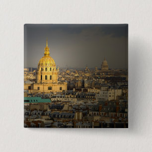 Badge Carré 5 Cm France, Paris. Les Invalides vues depuis