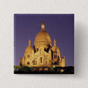 Badge Carré 5 Cm France, Paris, Sacré-Coeur au crépuscule.
