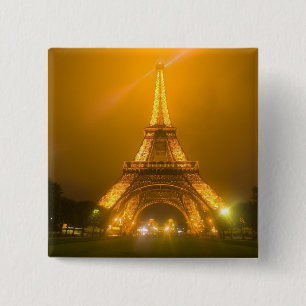 Badge Carré 5 Cm France, Paris. Tour Eiffel illuminée à 3