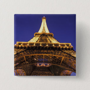 Badge Carré 5 Cm FRANCE, Paris Tour Eiffel, vue du soir