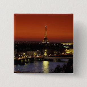 Badge Carré 5 Cm France, Paris Vue du coucher de soleil sur la Tour