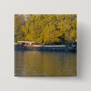Badge Carré 5 Cm France, Rhône, près d'Avignon, péniche le long