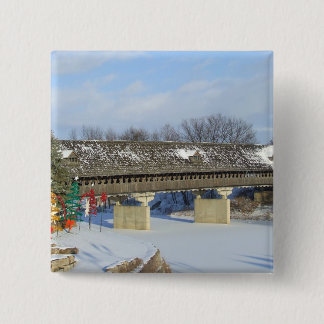 Badge Carré 5 Cm Frankenmuth Michigan a couvert le bouton de pont