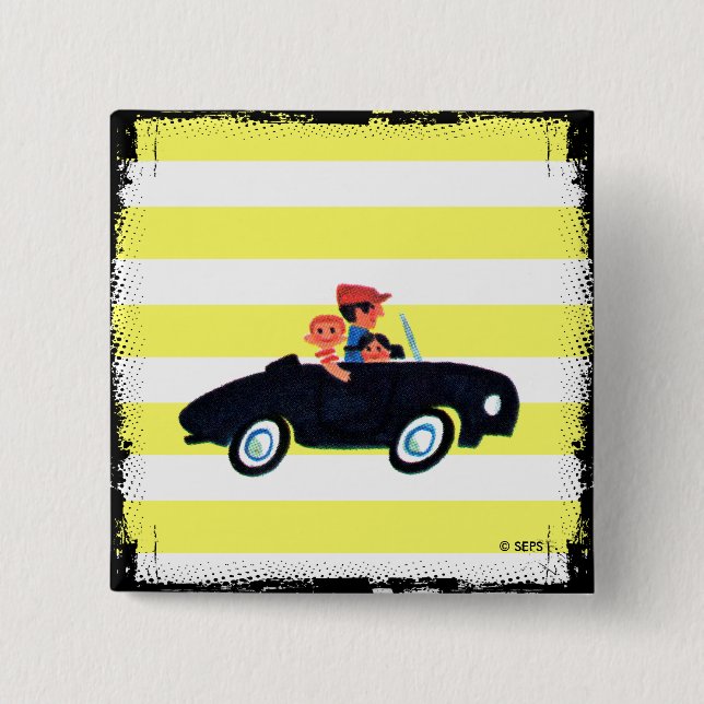 Badge Carré 5 Cm Frapper la route ouverte 3 (Devant)