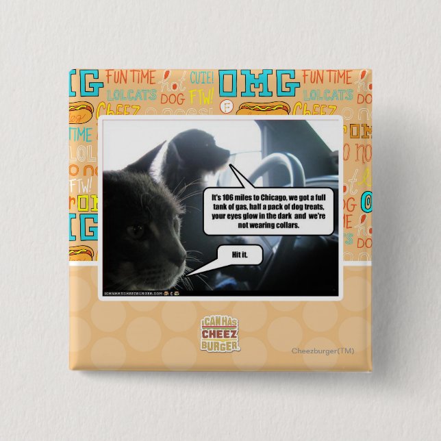 Badge Carré 5 Cm Frappez-le (Devant)