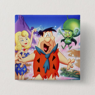 Badge Carré 5 Cm Fred Flintstone Sous Un Spell