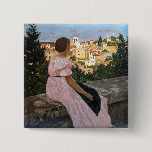 Badge Carré 5 Cm Frederic Bazille - La robe rose