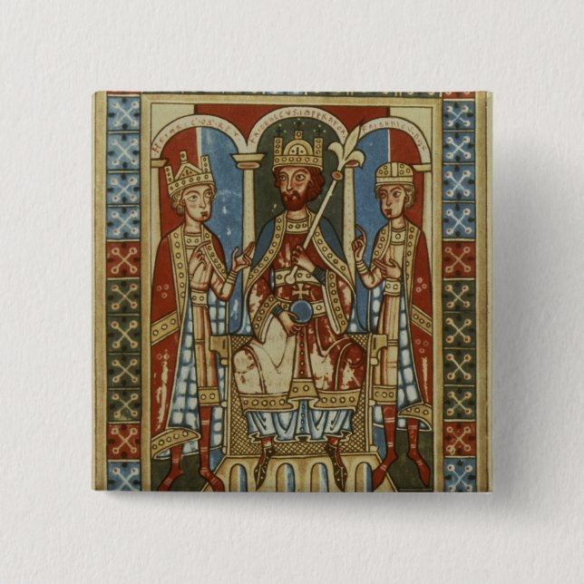 Badge Carré 5 Cm Frederick I avec ses deux fils (Devant)