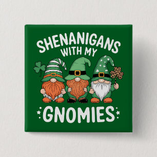 Badge Carré 5 Cm Fredonnements avec mes gnomes St Patrick's Day irl