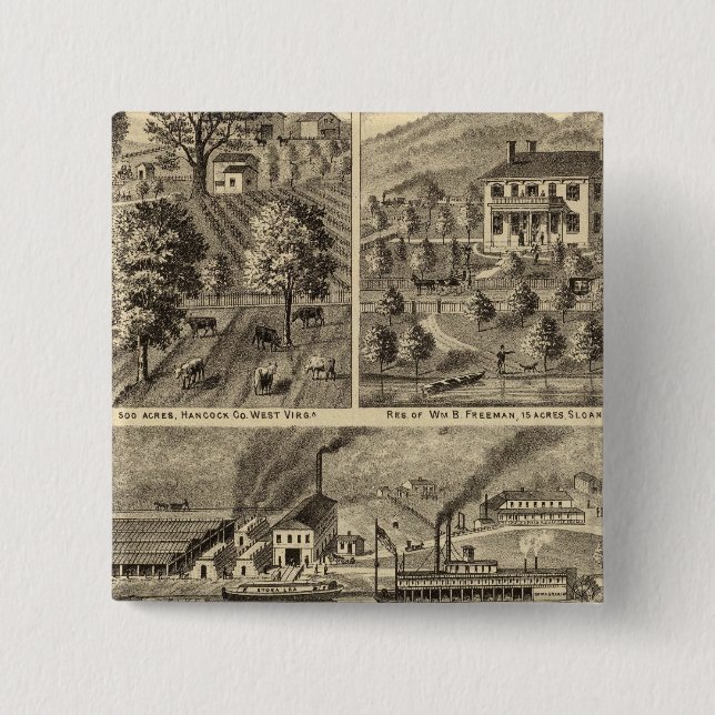 Badge Carré 5 Cm Freeman Brothers Works, Ohio (Devant)