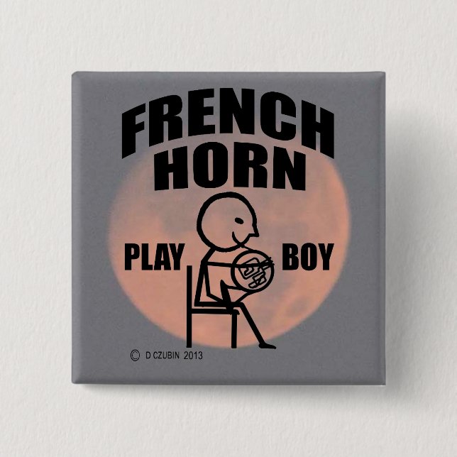 Badge Carré 5 Cm French Horn Play Boy (Devant)
