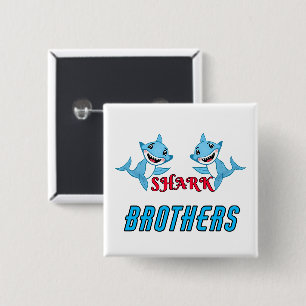 Badge Carré 5 Cm Frères de la famille requin heureux 