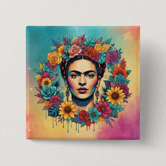Badge Carré 5 Cm Frida Kahlo (Devant)