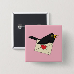Badge Carré 5 Cm From Blackbird et Love