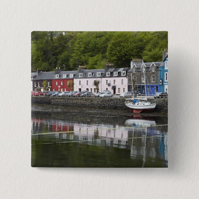 Badge Carré 5 Cm Front de mer, Tobermory, île de Mull, Écosse, 2 (Devant)