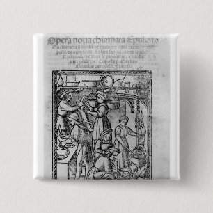 Badge Carré 5 Cm Frontispice à un livre italien de cuisinier