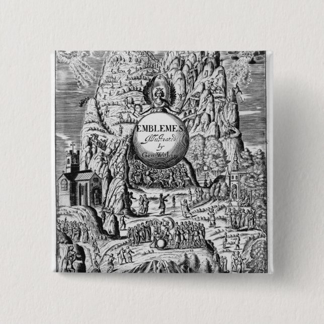 Badge Carré 5 Cm Frontispice aux "emblèmes" de George Wither, 1635 (Devant)