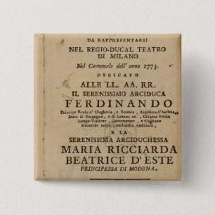 Badge Carré 5 Cm Frontispice Lucio Silla de Mozart de '