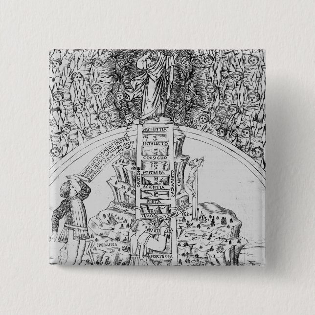 Badge Carré 5 Cm Frontispice vers la "IL Monte Sancto di Dio", 1477 (Devant)