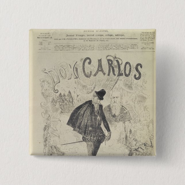 Badge Carré 5 Cm Frontpage de 'Le Journal Amusant' (Devant)