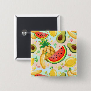 Badge Carré 5 Cm Fruits d'été frais Motif