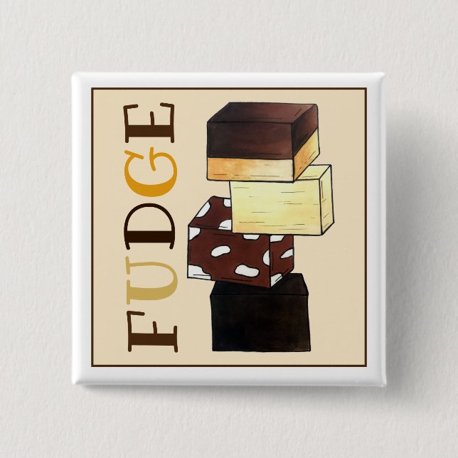 Badge Carré 5 Cm Fudge Stack Confection Confection Sucres de confis (Devant)
