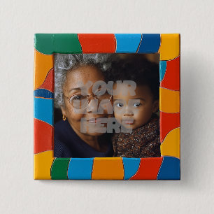 Badge Carré 5 Cm Fun Colorful Mosaic Motif frontière pour vos photo