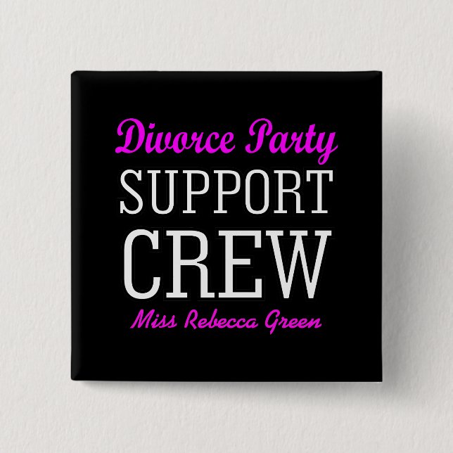 Badge Carré 5 Cm Fun Girls Night Out équipe de soutien Divorce Part (Devant)