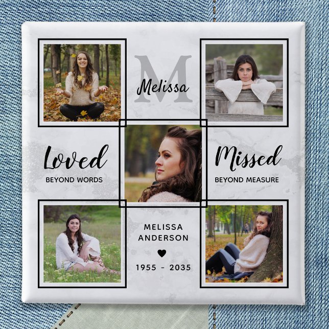 Badge Carré 5 Cm Funérailles mémorial conservation photo unique Col (Créateur téléchargé)