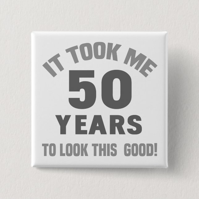 Badge Carré 5 Cm Funny 50e anniversaire (Devant)
