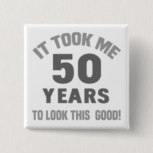 Badge Carré 5 Cm Funny 50e anniversaire