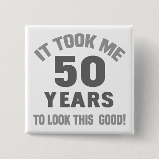 Badge Carré 5 Cm Funny 50e anniversaire