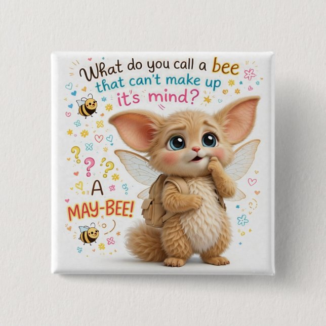 Badge Carré 5 Cm Funny Bee Dad Joke (Devant)