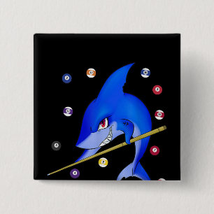 Badge Carré 5 Cm Funny Billard piscine requin mâle