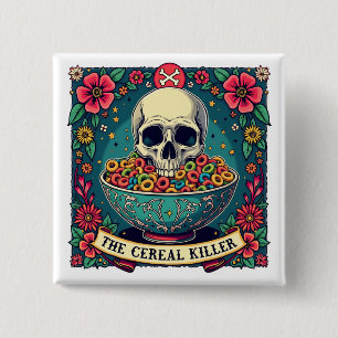 Badge Carré 5 Cm Funny Cereal Killer Famille Amateurs de céréales