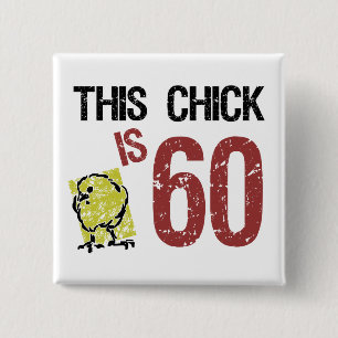 Badge Carré 5 Cm Funny féminin 60e anniversaire