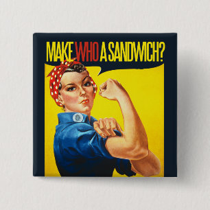 Badge Carré 5 Cm Funny Feminist Rosie Riveter humour
