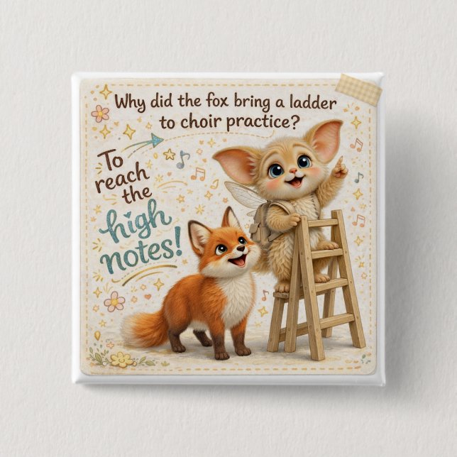 Badge Carré 5 Cm Funny Fox Dad Joke (Devant)