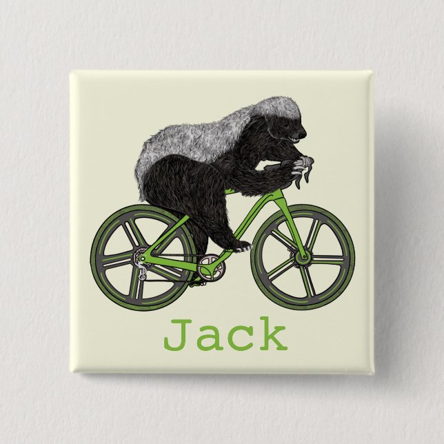 Badge Carré 5 Cm Funny Honey Badger Cycling Badass Bicycle Ajouter  (Devant)