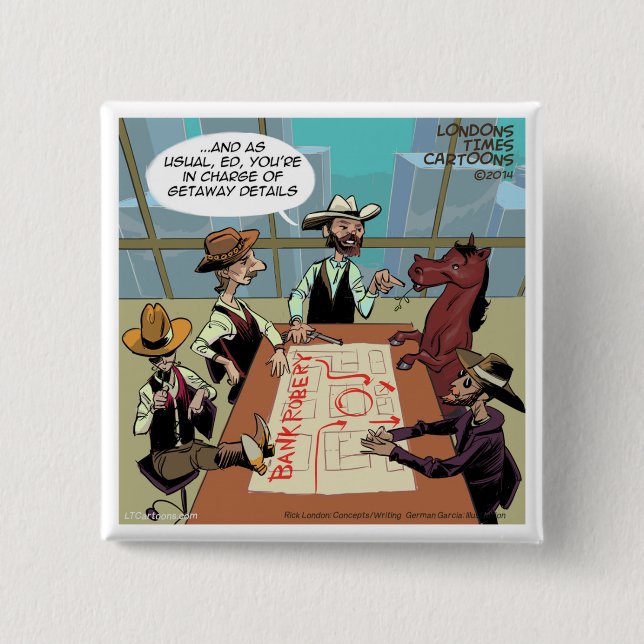 Badge Carré 5 Cm Funny Horse Bank Rober (Devant)