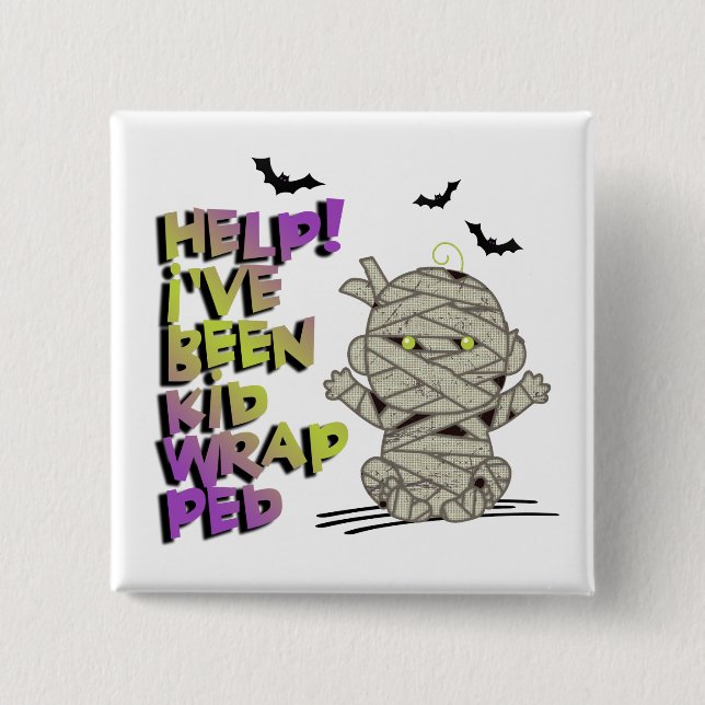 Badge Carré 5 Cm Funny Kidwrapped maman bébé vert ID683 (Devant)