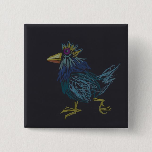 Badge Carré 5 Cm Funny Kiwi Chinois Rooster Année Anniversaire Bout (Devant)