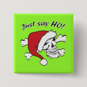 Badge Carré 5 Cm Funny Père Noël Skull