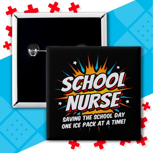 Badge Carré 5 Cm Funny Superhero École infirmière appréciation (Créateur téléchargé)
