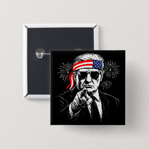 Badge Carré 5 Cm Funny Trump Golfe Des USA Amérique 2025 4 juillet