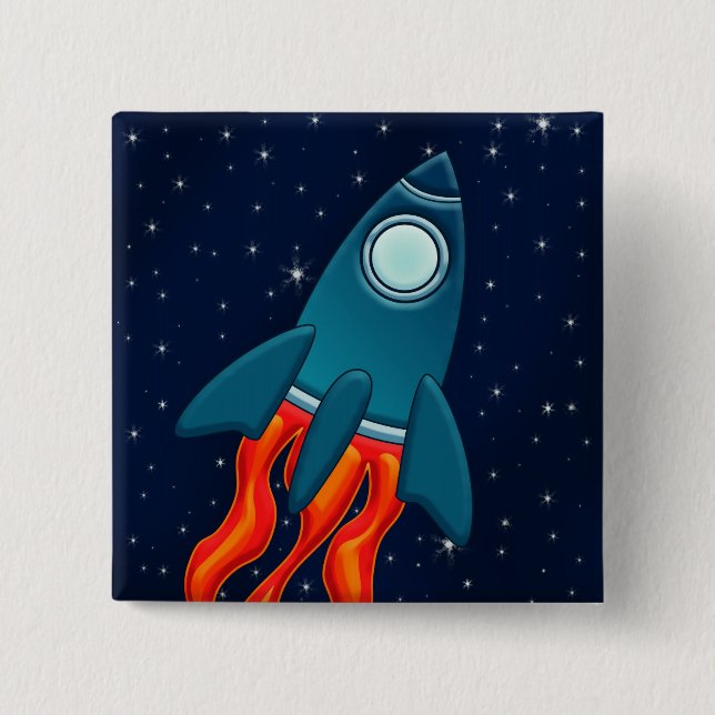 Badge Carré 5 Cm Fusée spatiale mignonne et conception d'espace ext (Devant)